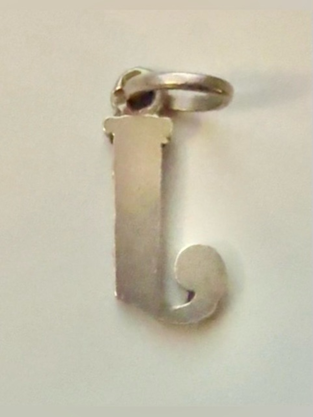 Initial J Pendant Charm in Portuguese Silver - Picture 2 of 2